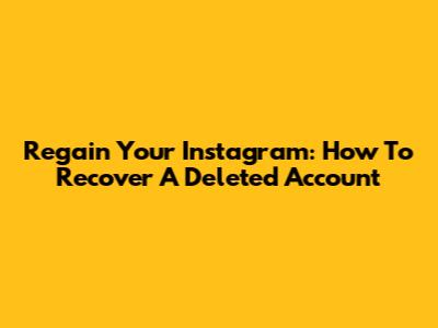 Regain Your Instagram: How To Recover A Deleted Account