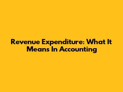 Revenue Expenditure: What It Means In Accounting