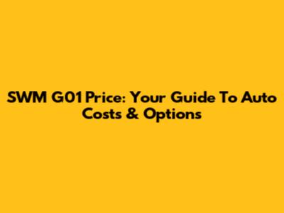 SWM G01 Price: Your Guide To Auto Costs & Options