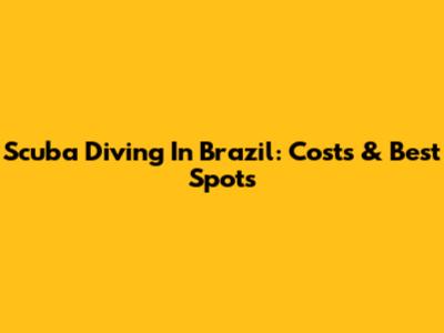Scuba Diving In Brazil: Costs & Best Spots