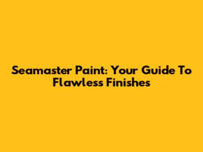 Seamaster Paint: Your Guide To Flawless Finishes