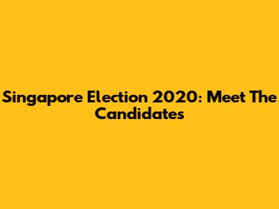 Singapore Election 2020: Meet The Candidates