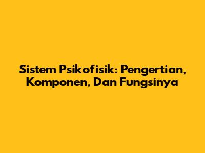Sistem Psikofisik: Pengertian, Komponen, Dan Fungsinya