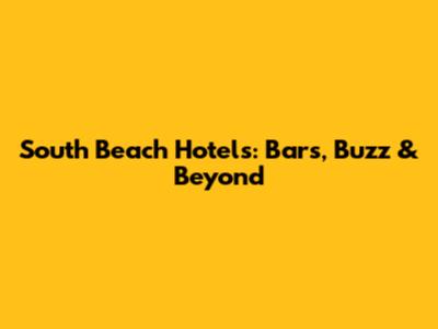 South Beach Hotels: Bars, Buzz & Beyond