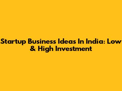Startup Business Ideas In India: Low & High Investment