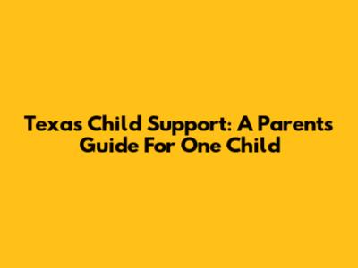 Texas Child Support: A Parent's Guide For One Child