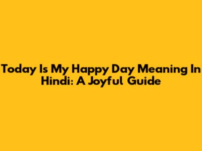 Today Is My Happy Day Meaning In Hindi: A Joyful Guide