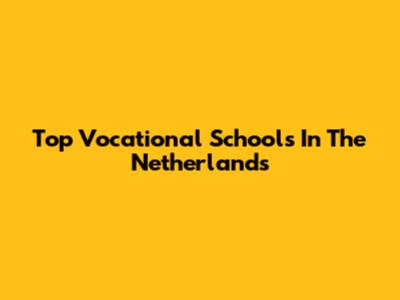 Top Vocational Schools In The Netherlands