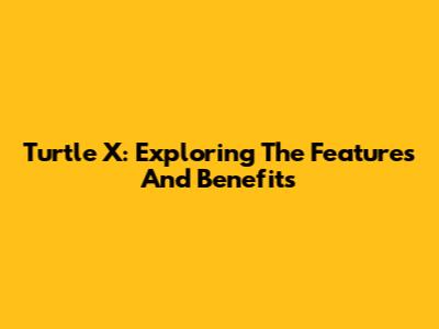 Turtle X: Exploring The Features And Benefits
