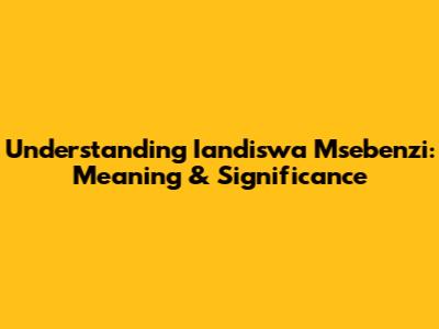 Understanding 'Iandiswa Msebenzi': Meaning & Significance