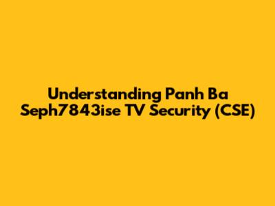 Understanding Panh Ba Seph7843ise TV Security (CSE)