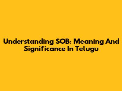 Understanding SOB: Meaning And Significance In Telugu