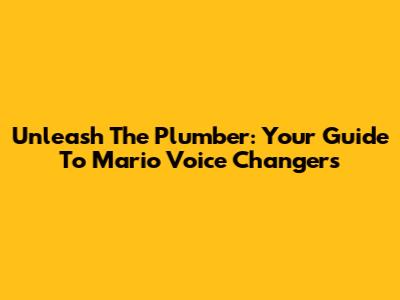 Unleash The Plumber: Your Guide To Mario Voice Changers