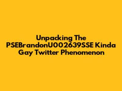 Unpacking The 'PSEBrandonU002639SSE Kinda Gay' Twitter Phenomenon