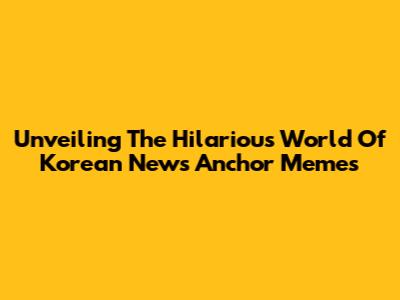 Unveiling The Hilarious World Of Korean News Anchor Memes