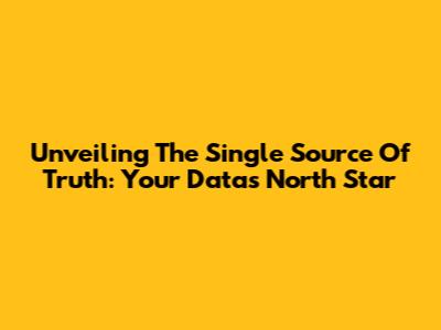 Unveiling The Single Source Of Truth: Your Data's North Star