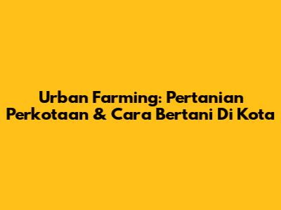 Urban Farming: Pertanian Perkotaan & Cara Bertani Di Kota