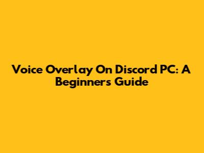 Voice Overlay On Discord PC: A Beginner's Guide