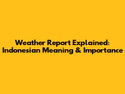 Weather Report Explained: Indonesian Meaning & Importance