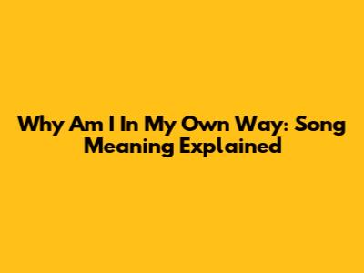 Why Am I In My Own Way: Song Meaning Explained