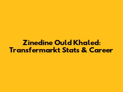 Zinedine Ould Khaled: Transfermarkt Stats & Career