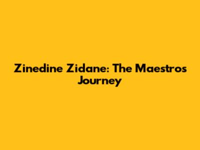 Zinedine Zidane: The Maestro's Journey